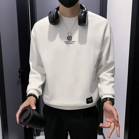 卫衣男秋季2023新款拼接休闲秋装上衣外套潮牌ins长袖T恤打底体恤商品大图