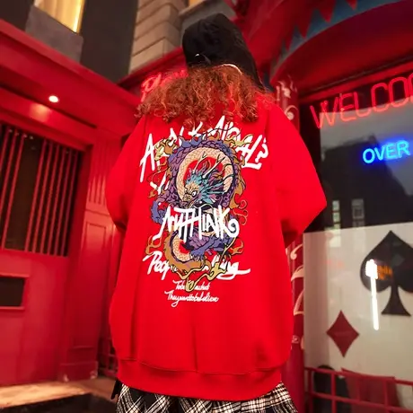 Nuthink国潮加绒加厚新年拜年龙年本命年圆领卫衣男春季保暖上衣商品大图