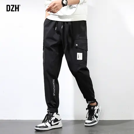男士黑色休闲裤子男潮流百搭2024新款春季束脚裤哈伦裤美式工装裤商品大图