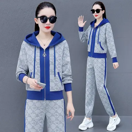 短款连帽运动卫衣套装女春秋2024年新款时尚设计感休闲衣服两件套图片