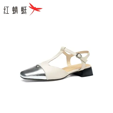 红蜻蜓时装凉鞋女2023夏季新款鞋子方头粗跟配裙子仙女风法式女鞋商品大图