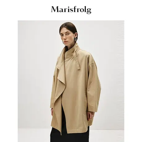 【商场同款】玛丝菲尔2024春季新款暖沙色立领开衫设计风衣外套女商品大图