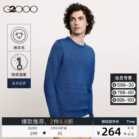 G2000男装 青年装羊毛衫男V领秋冬款商务休闲针织衫毛衣套头衫商品大图