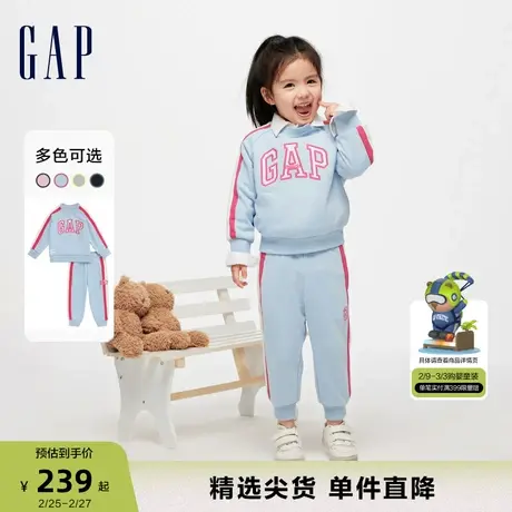 Gap男女幼童春2024新款LOGO时髦帅气卫衣卫裤两件套儿童运动套装商品大图