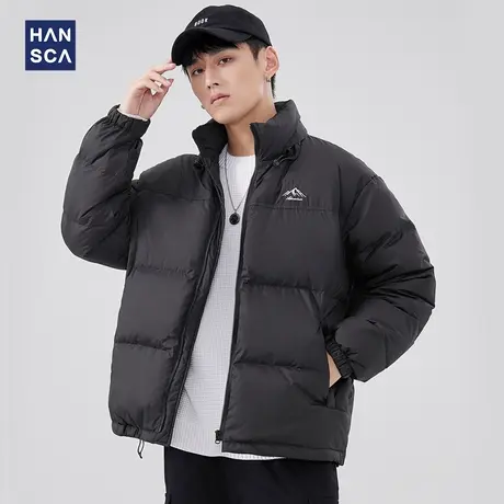hansca加厚羽绒服男冬季2023新款防寒保暖立领拼色鸭绒面包服外套商品大图