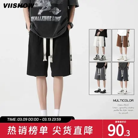 VIISHOW灯芯绒休闲短裤男夏季2024新款五分裤潮牌美式运动中裤子商品大图