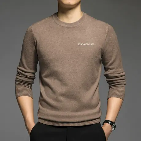 男士毛衣秋冬季圆领针织衫保暖内搭打底衫潮流毛线衣字母印花毛衫图片