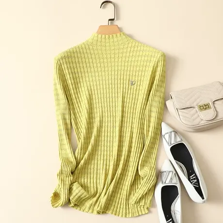 半高领毛衣套头打底衫女秋冬2022年新款亮丝内搭百搭洋气针织衫女商品大图