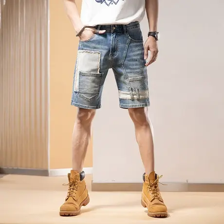 Modi Nick/摩帝尼克潮流百搭新款牛仔短裤男宽松弹力五分裤子高端商品大图