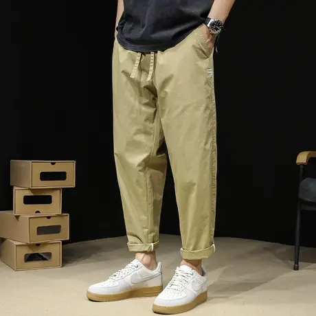 冰丝裤子男夏季薄款纯棉男士九分休闲裤宽松直筒空调男裤2023新款商品大图