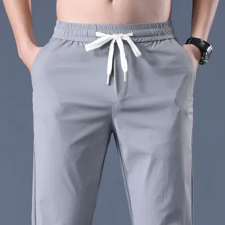 夏天冰丝男士宽松直筒休闲长裤夏季薄款中年爸爸商务职业西裤夏款商品大图