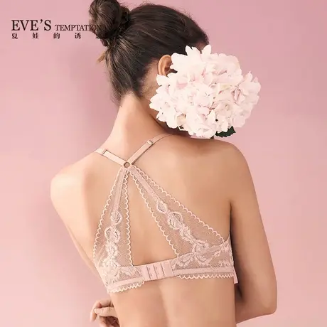 夏娃的诱惑粉蝶美背性感缩胸显小全蕾丝舒适上托轻盈女士薄款内衣商品大图