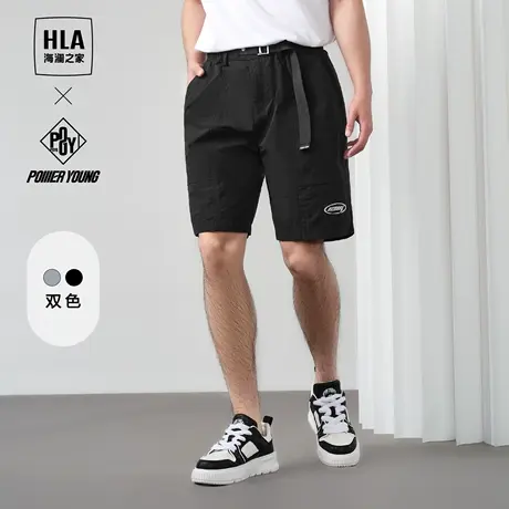 HLA/海澜之家POWER YOUNG系列休闲中裤24春夏新松紧腰五分裤子男商品大图