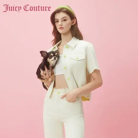 Juicy Couture橘滋春夏新款外套短袖短款翻领牛仔茉莉小姐休闲女图片
