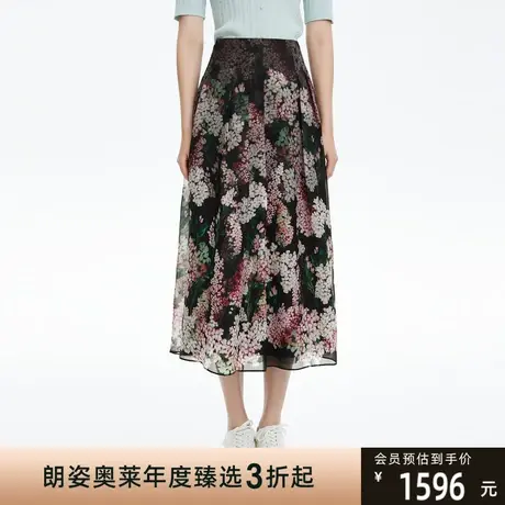 朗姿/LANCY气质高级半身裙女夏夏季新款百褶裙子女装商场同款图片