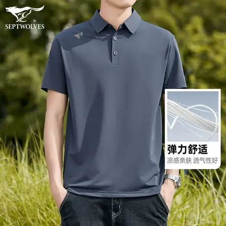 七匹狼狼族部落短袖T恤男夏季舒适弹力透气休闲商务翻领Polo衫男商品大图