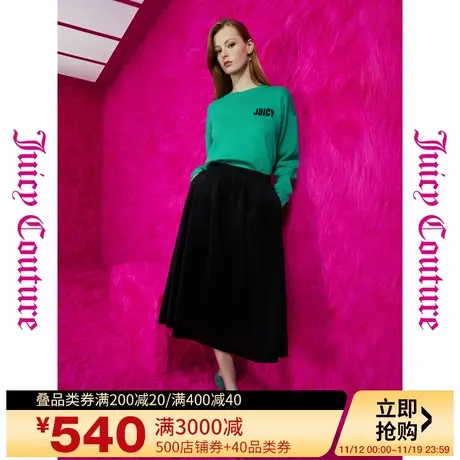 Juicy Couture橘滋23初秋冬新款休闲经典logo提字圆领毛衣外套图片