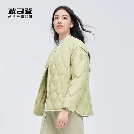 波司登2023新款秋冬时尚轻暖V领轻薄保暖外套羽绒服女短款葫芦纹图片