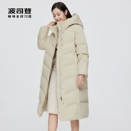 波司登奥莱女士长款连帽设计双重门襟防风保暖时尚百搭羽绒服外套商品大图