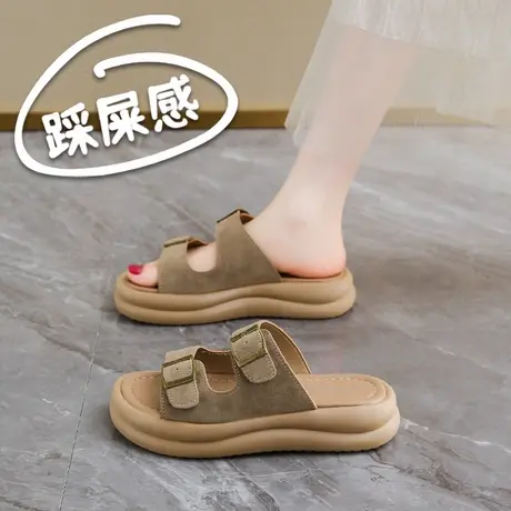 踩屎感真皮勃肯凉拖鞋女夏外穿2025爆款软底孕妇凉鞋休闲沙滩鞋子商品大图