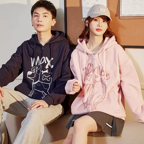 [爱宠联名]唐狮开衫情侣装卫衣外套春秋新款情侣外套男女商品大图
