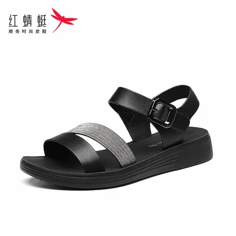 红蜻蜓凉鞋女2025夏季新款休闲舒适防滑防臭平软底外穿中年妈妈鞋商品大图