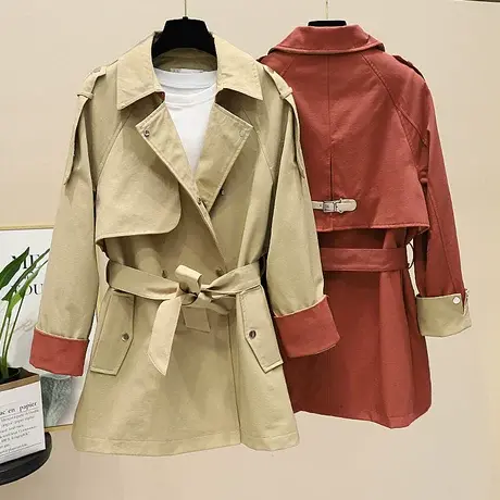 卡其色风衣女中长款2023春秋季新款流行英伦风宽松休闲小个子外套图片