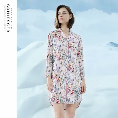 【商场同款】舒雅铂雅女士70S高支纯棉双面布印花连衣裙家居睡裙图片