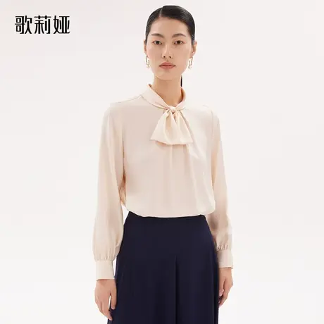 歌莉娅衬衣女装春秋新款高级感波点提花通勤全真丝上衣1A9L3I100图片