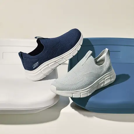 Skechers斯凯奇夏季男鞋舒适休闲运动鞋一脚蹬网面透气软底健步鞋商品大图