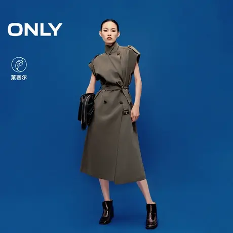 ONLY2025夏季新款通勤西装领双排扣腰带A字裙摆中长款连衣裙女图片