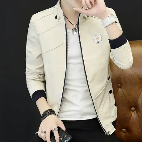 2023新款男士春装韩版外套潮流休闲修身帅气工装夹克春秋装衣服商品大图