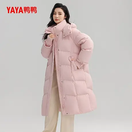 鸭鸭羽绒服女冬季新品中长款韩版加厚宽松直筒鸭绒保暖外套A商品大图