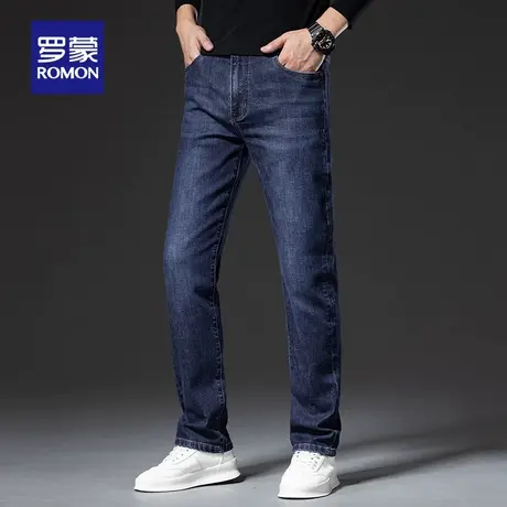 【重磅含桑蚕丝】罗蒙男士加厚牛仔裤2025秋季新款时尚宽松直筒裤图片