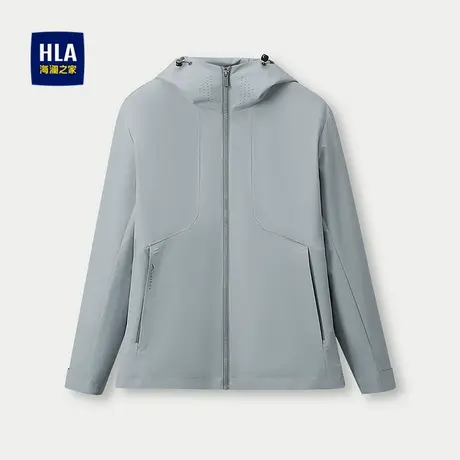 HLA/海澜之家抽绳连帽夹克25秋季新压胶印花纯色休闲风柔软外套男图片