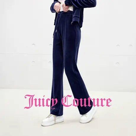 Juicy Couture橘滋休闲裤女2025年秋季新款烫钻零压弹力丝绒长裤图片