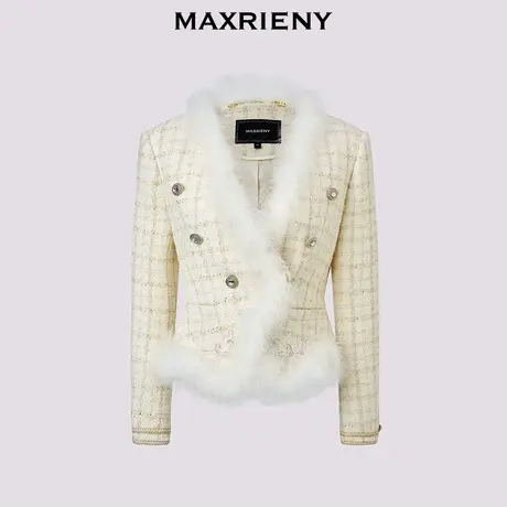 【奥莱】MAXRIENY宫廷复古花纱收腰短款直身外套千金风穿搭商品大图