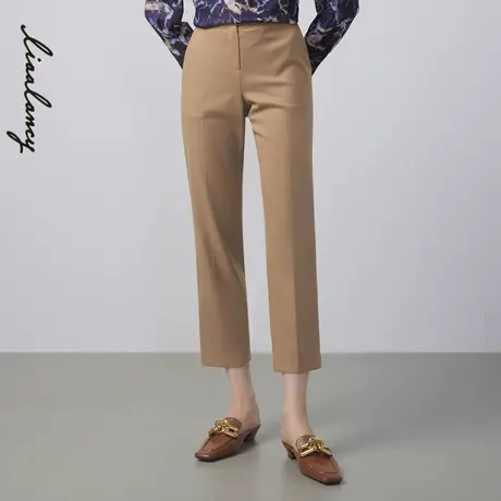 LANCY/悦朗姿冬季新款羊毛西装裤女高腰小脚裤子女显瘦高级感商品大图