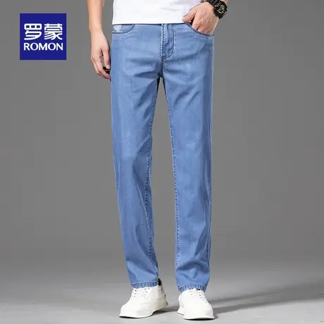 【官方正品】罗蒙莱赛尔天丝牛仔裤男春季新款直筒裤休闲百搭长裤图片