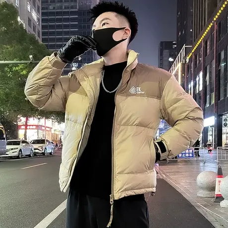 潮牌棉服外套男冬季新款拼色高级感ins宽松休闲立领冬装棉袄上衣图片