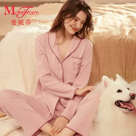 曼妮芬棉质长袖长裤家居服女春秋起居服舒适睡衣睡裤套装20320549商品大图