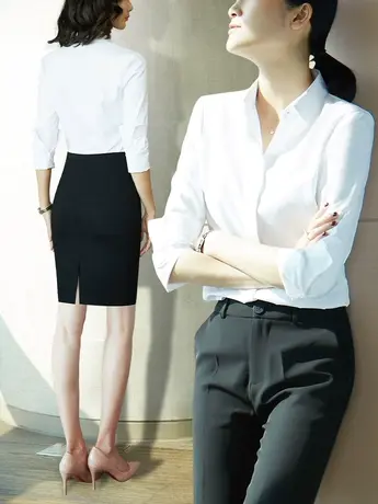 白衬衫女设计感小众2024春装新款法式正装工装上衣高级感职业套装商品大图