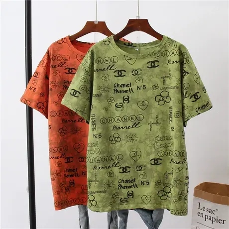 2023夏季新款T恤少女粉中长款宽松短袖ins超火港风韩版上衣网红图片