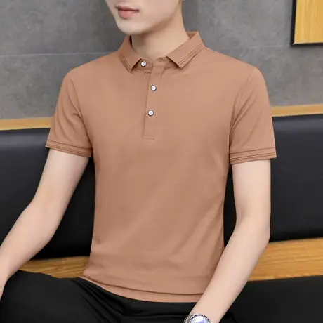 2024夏季新款男士翻领t恤保罗短袖polo衫男装修身上衣服冰丝半袖图片