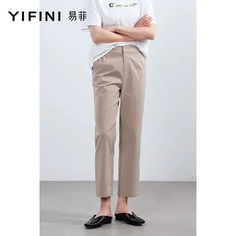 Yifini/易菲小个子九分烟管直筒休闲裤女夏装新款百搭显高法棍裤商品大图