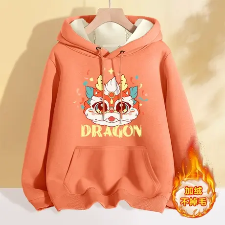 龙年加绒加厚连帽卫衣女冬季2023新款女装秋冬小个子上衣外套冬装商品大图