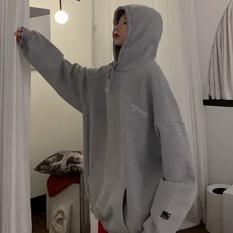 美式hiphop卫衣女宽松韩版潮ins上衣设计感小众春秋薄款高街外套商品大图