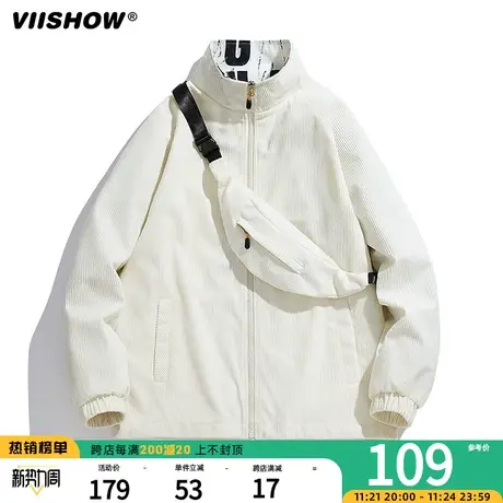 VIISHOW灯芯绒夹克男士春秋季日系潮牌休闲外套宽松冲锋夹克上衣商品大图