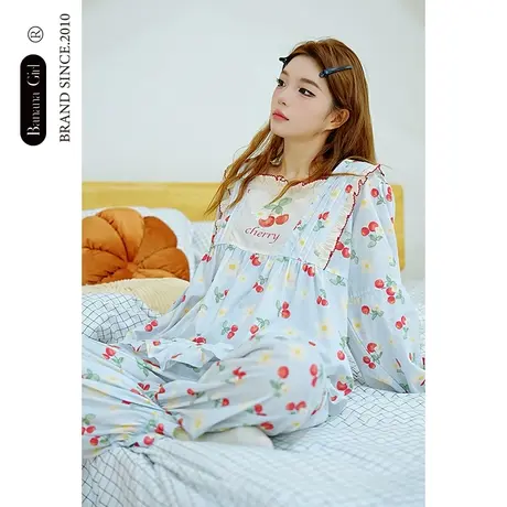 Bananagirl【抗菌】睡衣女款春秋新款长袖甜美宽松大码薄款家居服商品大图