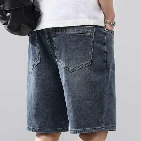 夏天男款五分休闲牛仔短裤夏季薄款男士宽松潮牌中裤子外穿大裤衩商品大图
